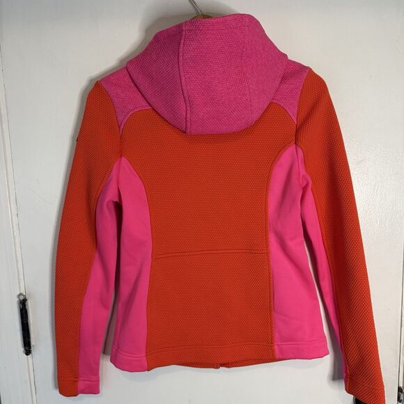Spyder Women’s S Fleece Ski Jacket Pink Orange Full Zip Hooded Sweatshirt - Picture 5 of 9